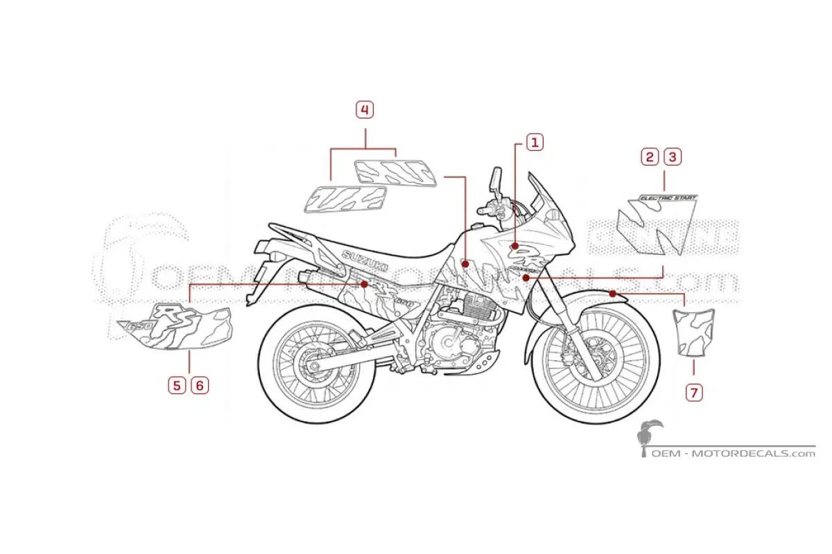 Pegatinas para Suzuki DR650 RSE 1991 • Suzuki Pegatinas OEM