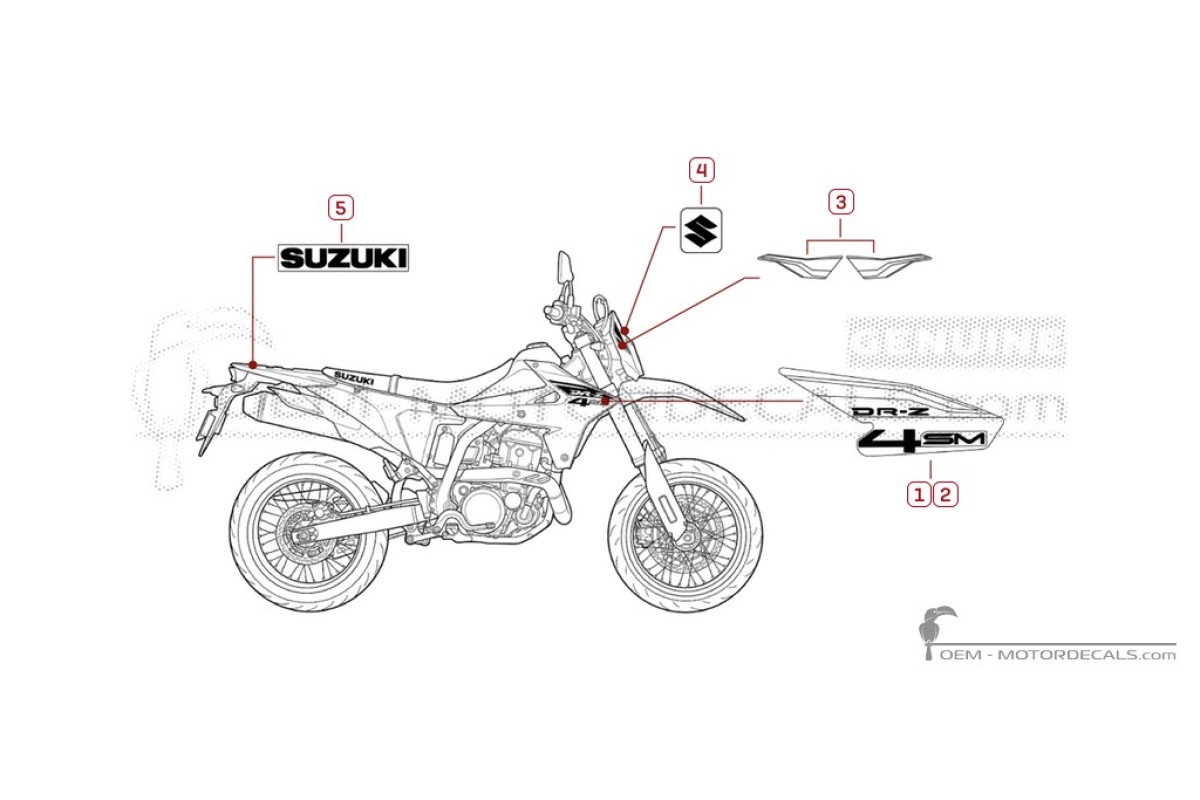 Decals for Suzuki DR-Z4SM 2026 • Suzuki OEM Decals