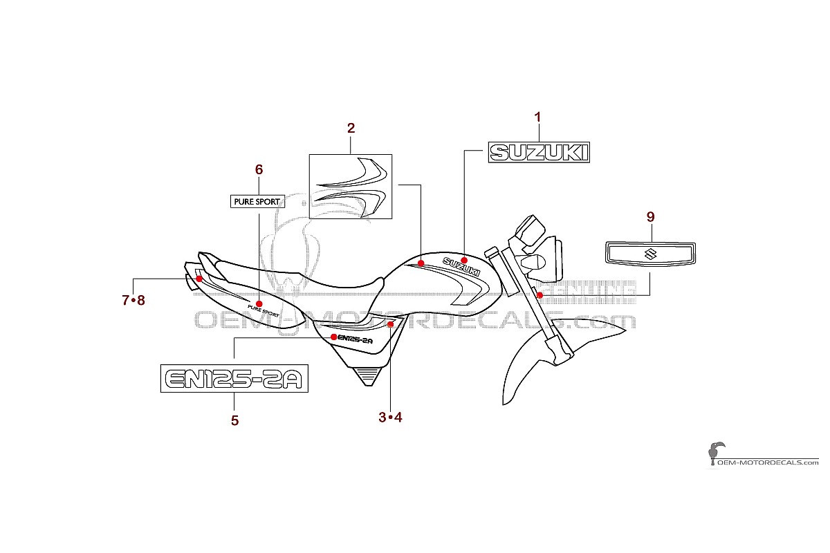 Adesivi per Suzuki EN125 2008 - Blu • Suzuki Adesivi OEM