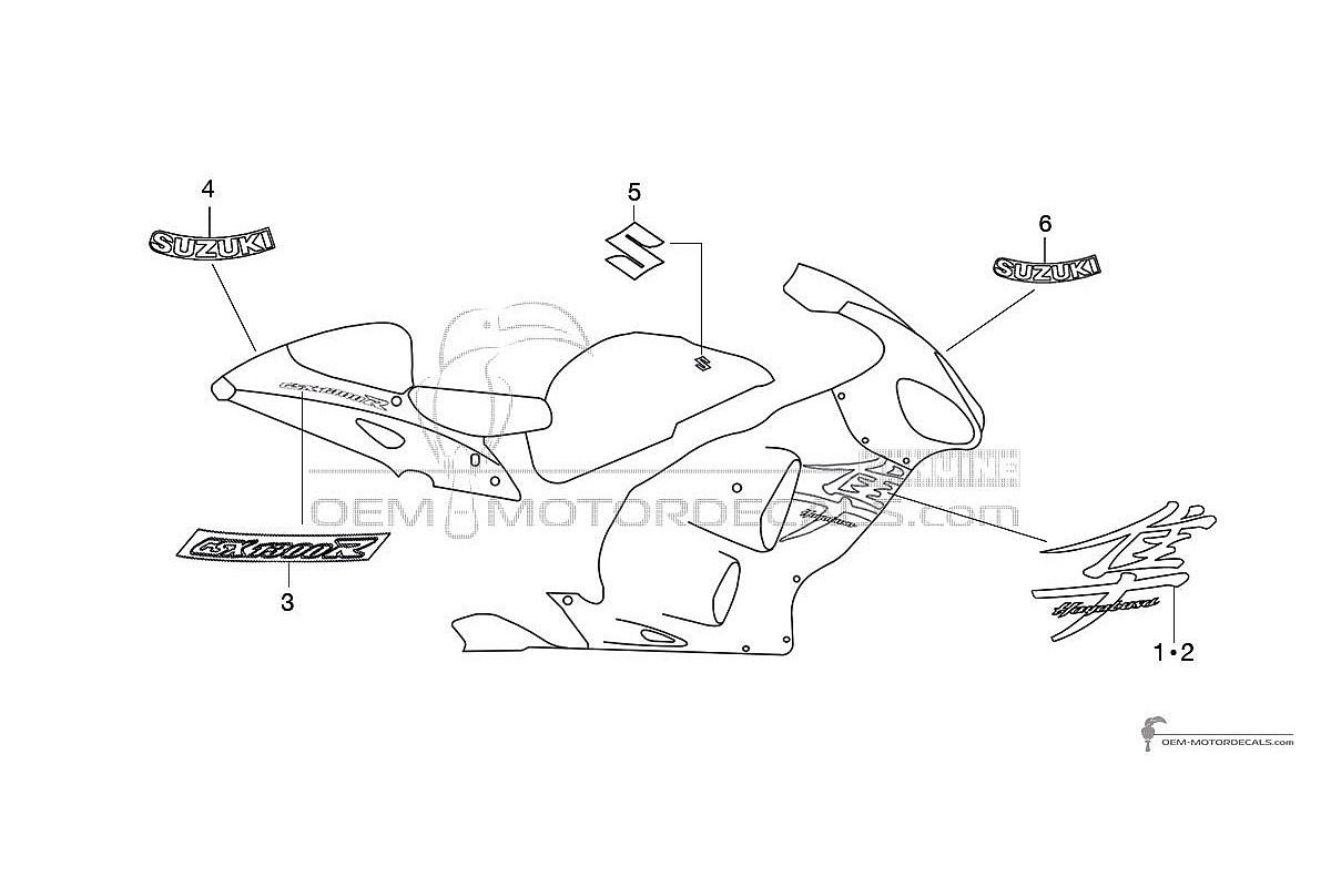 Adesivi per Suzuki GSX1300R Hayabusa 2007 - Blu • Suzuki Adesivi OEM