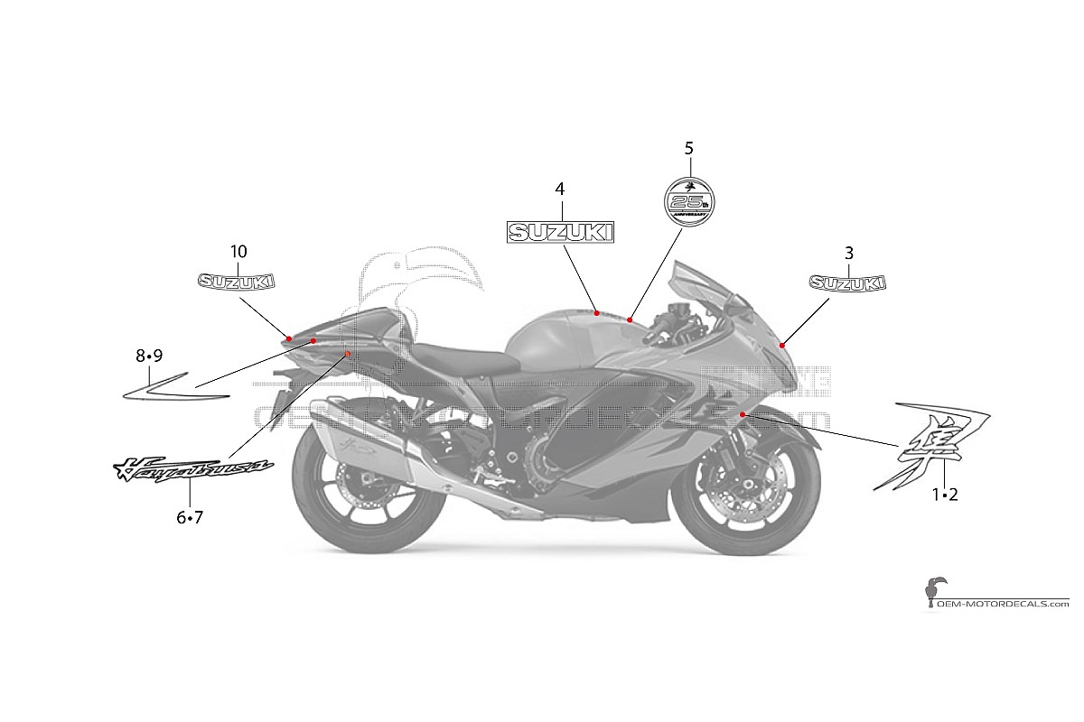 Stickers voor Suzuki GSX1300R HAYABUSA 2024 - Rood • Suzuki OEM Stickers