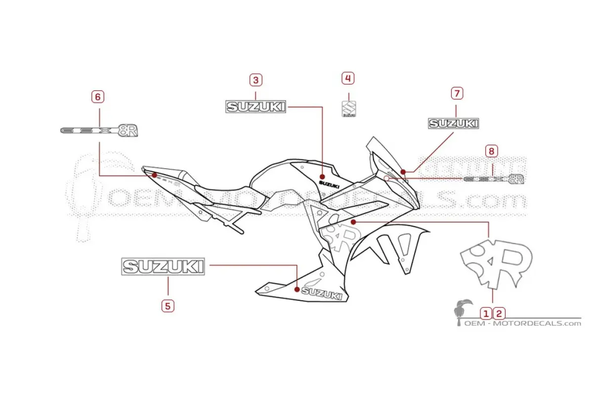 Aufkleber für Suzuki GSX8R 2026 • Suzuki OEM-Aufkleber