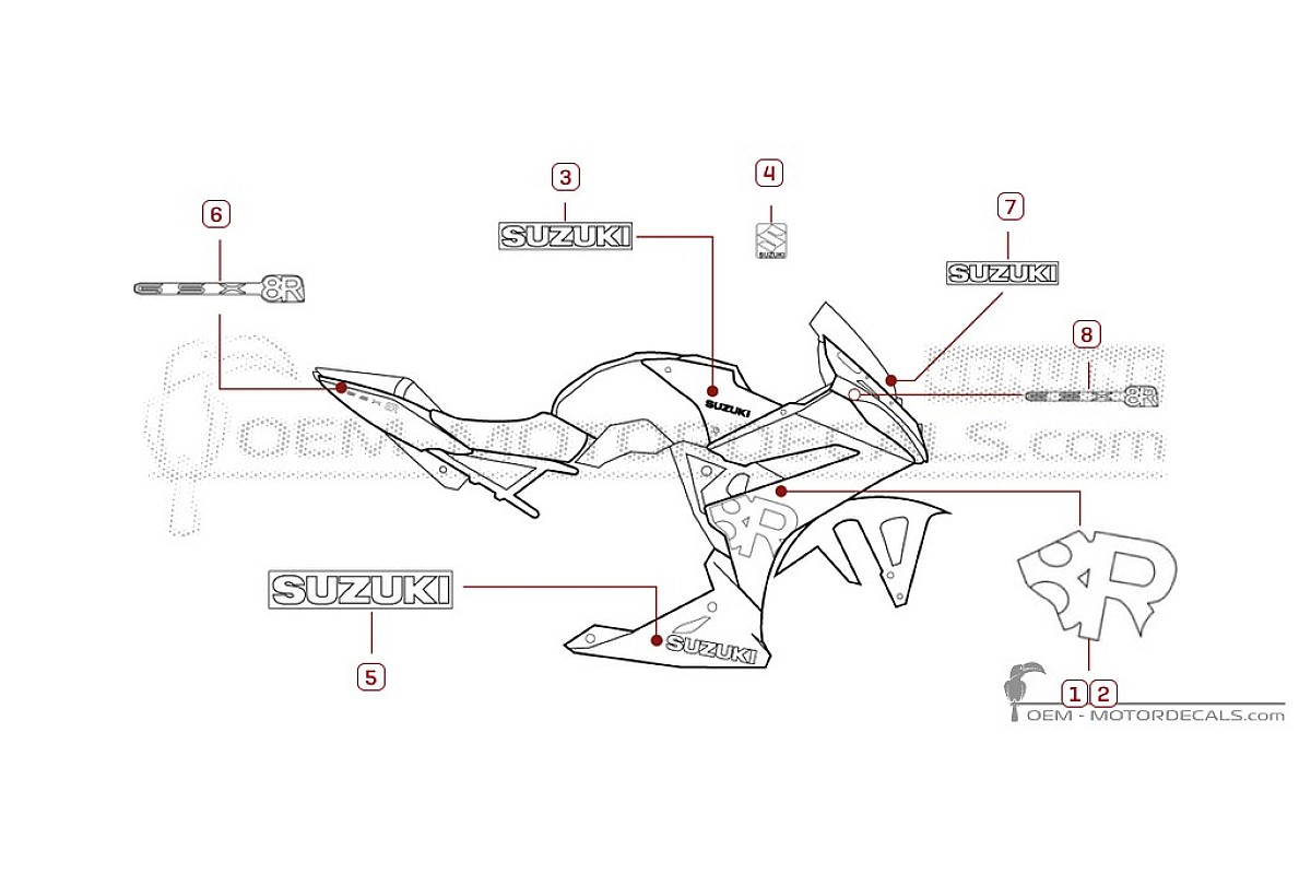 Aufkleber für Suzuki GSX8R 2026 • Suzuki OEM-Aufkleber