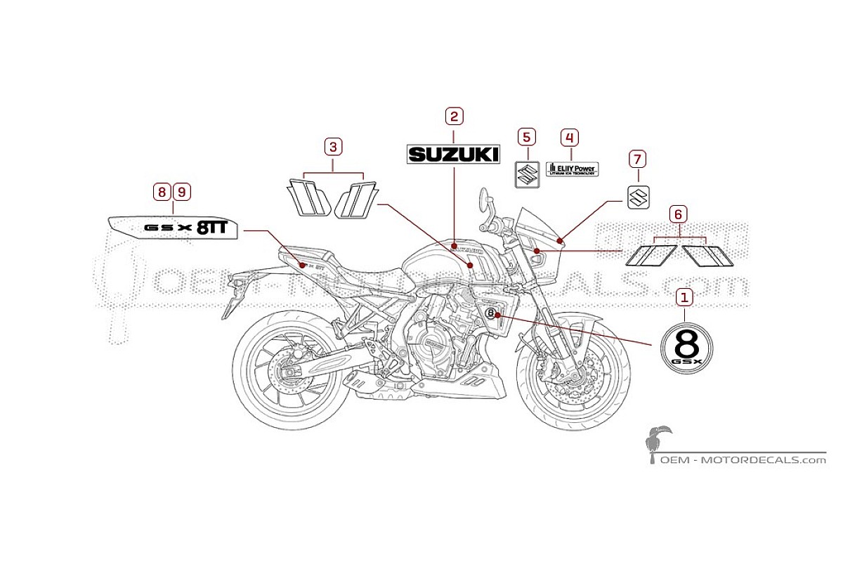 Adesivi per Suzuki GSX8TT 2026 • Suzuki Adesivi OEM