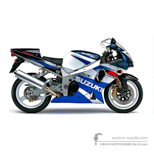 Stickers voor Suzuki GSXR1000 2002 - Blauw Wit • Suzuki OEM Stickers