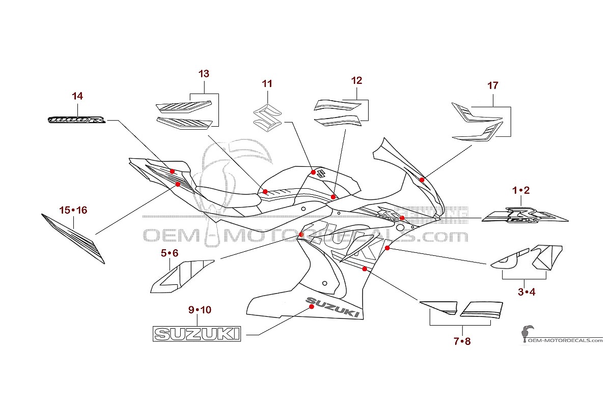Decals for Suzuki GSXR1000 2018 - Black • Suzuki OEM Decals