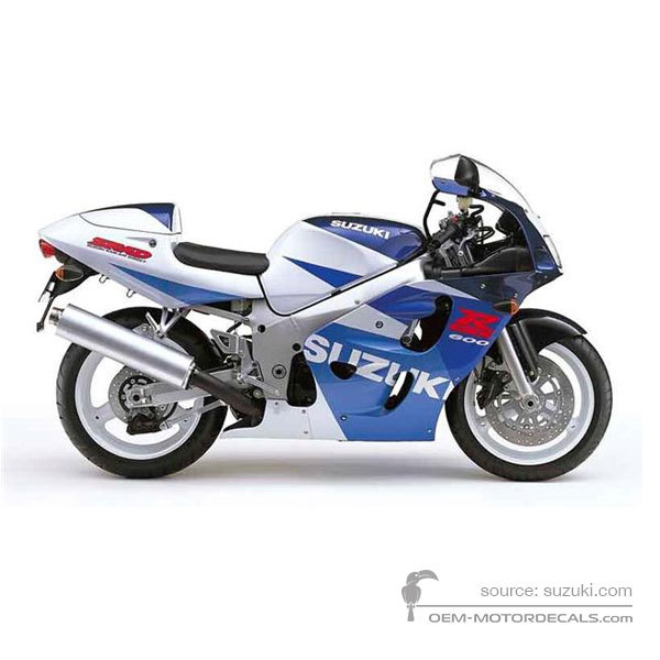 Stickers voor Suzuki GSXR600 1998 - Blauw Wit • Suzuki OEM Stickers