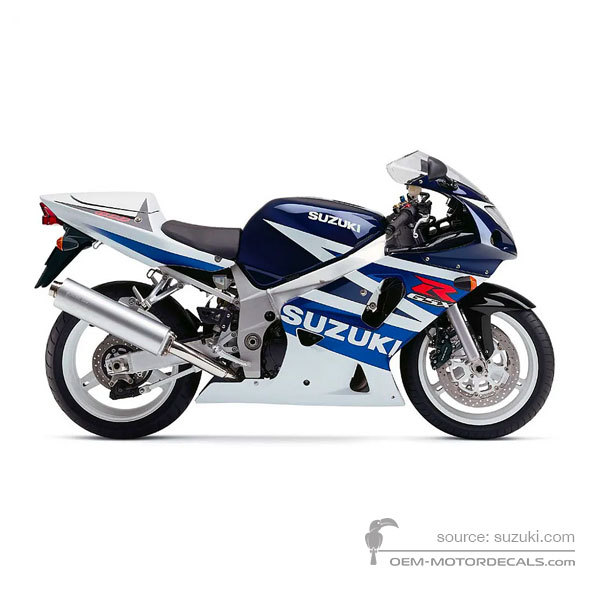 Stickers voor Suzuki GSXR600 2003 - Blauw Wit • Suzuki OEM Stickers