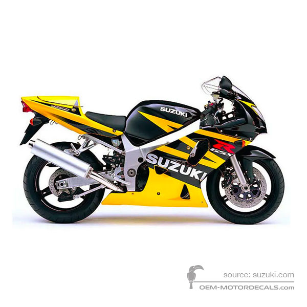 Stickers voor Suzuki GSXR600 2003 - Zwart Geel • Suzuki OEM Stickers