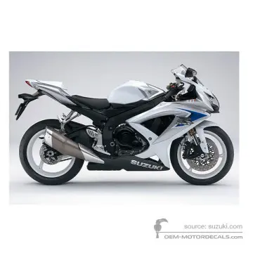 Suzuki GSXR600 2008 - Biały - Glass Splash White / Metallic Mystic Silver