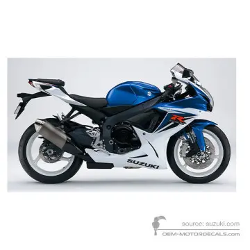 Suzuki GSXR600 2011 - Niebieski - Metallic Triton Blue / Pearl Splash White