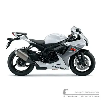 Suzuki GSXR600 2015 - Biały - Pearl Bracing White / Mat Fibron Gray