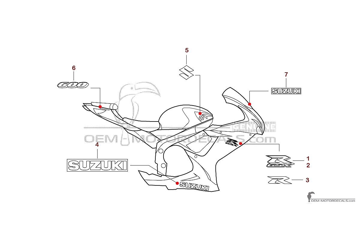 Stickers voor Suzuki GSXR600 2019 - Wit • Suzuki OEM Stickers