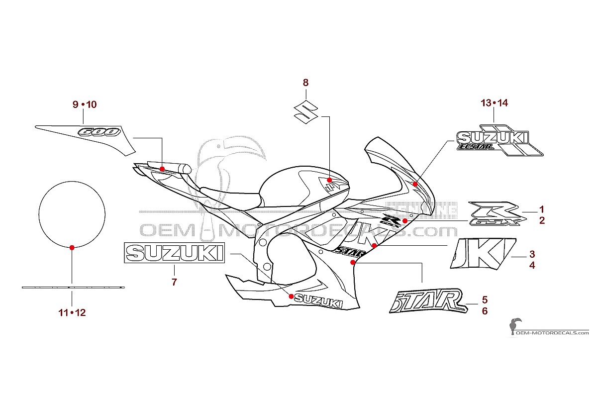 Adesivi per Suzuki GSXR600 2021 - Blu • Suzuki Adesivi OEM