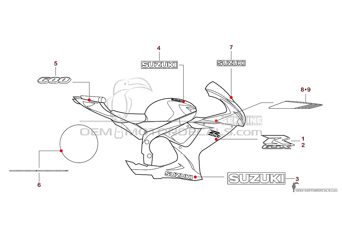 Pegatinas para Suzuki GSXR600 2022 - Naranja • Suzuki Pegatinas OEM
