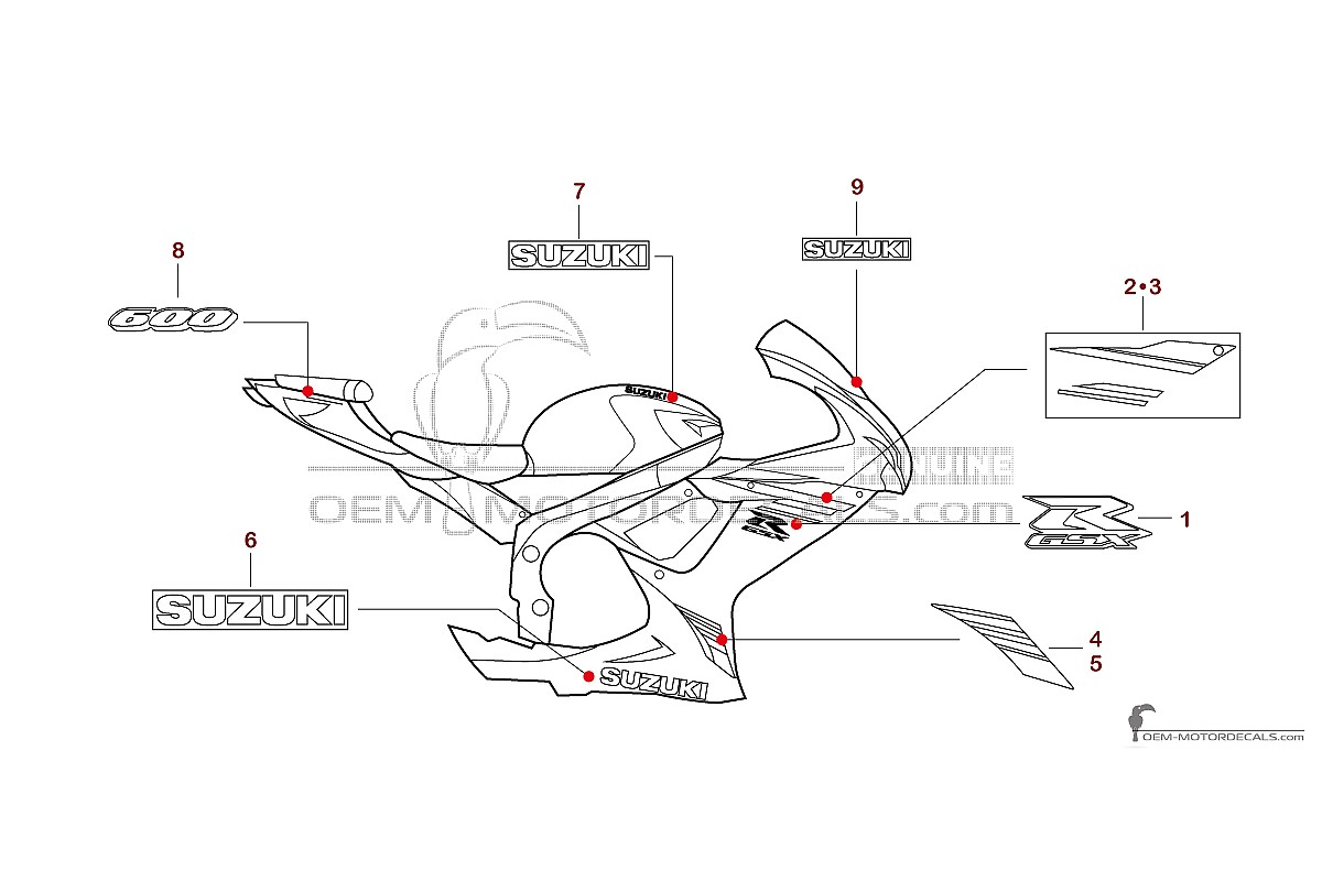 Pegatinas para Suzuki GSXR600 2023 - Gris • Suzuki Pegatinas OEM