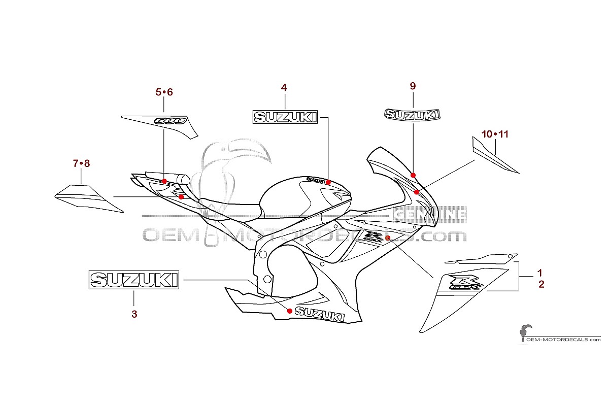 Stickers voor Suzuki GSXR600 2025 - Blauw • Suzuki OEM Stickers