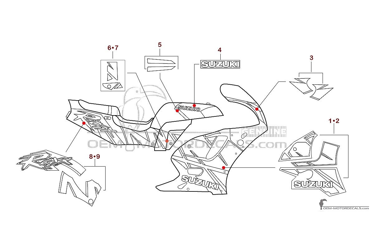 Adesivi per Suzuki GSXR750 1992 - Nero • Suzuki Adesivi OEM
