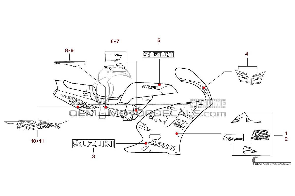 Adesivi per Suzuki GSXR750 1994 - Blu • Suzuki Adesivi OEM