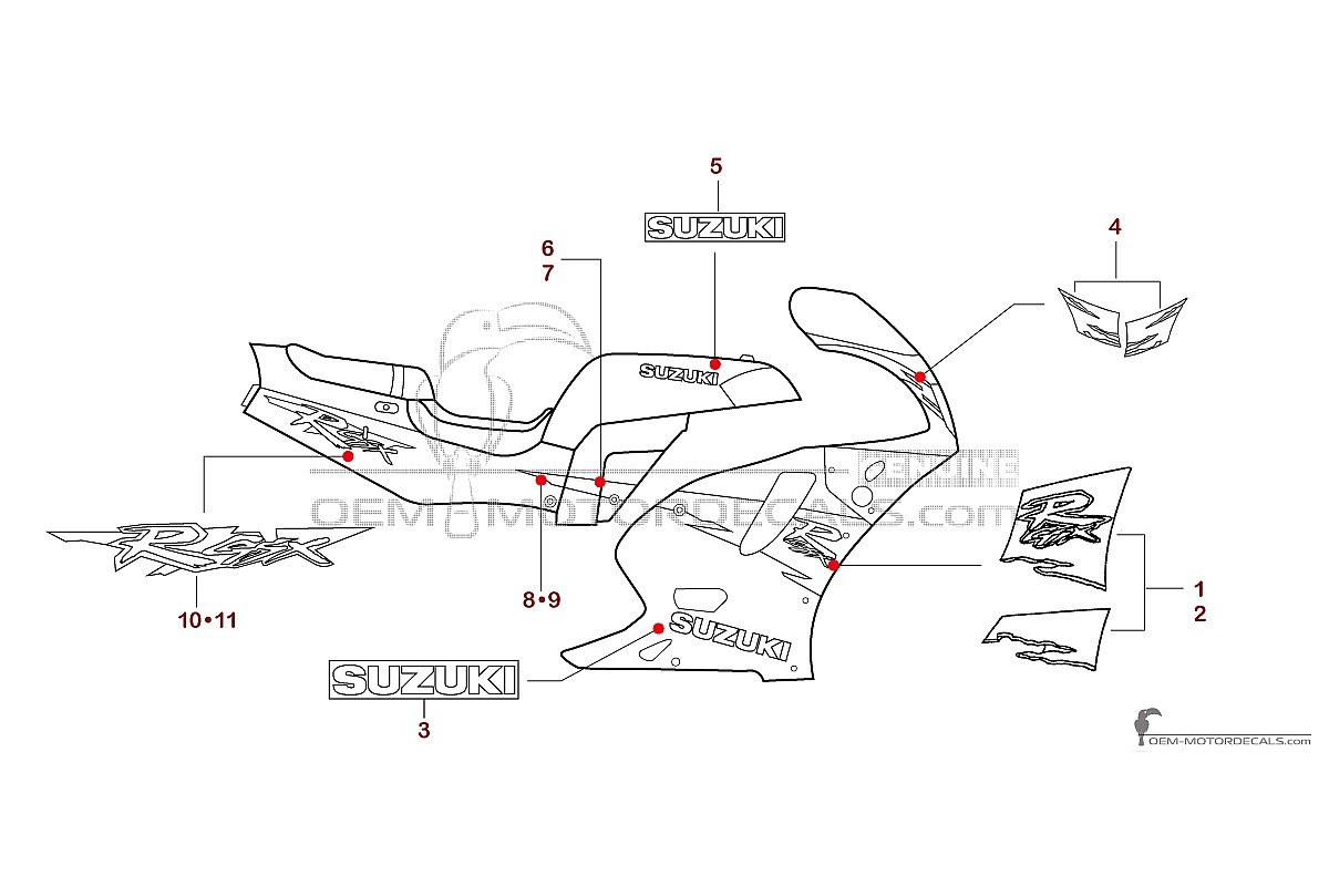 Adesivi per Suzuki GSXR750 1994 - Viola • Suzuki Adesivi OEM