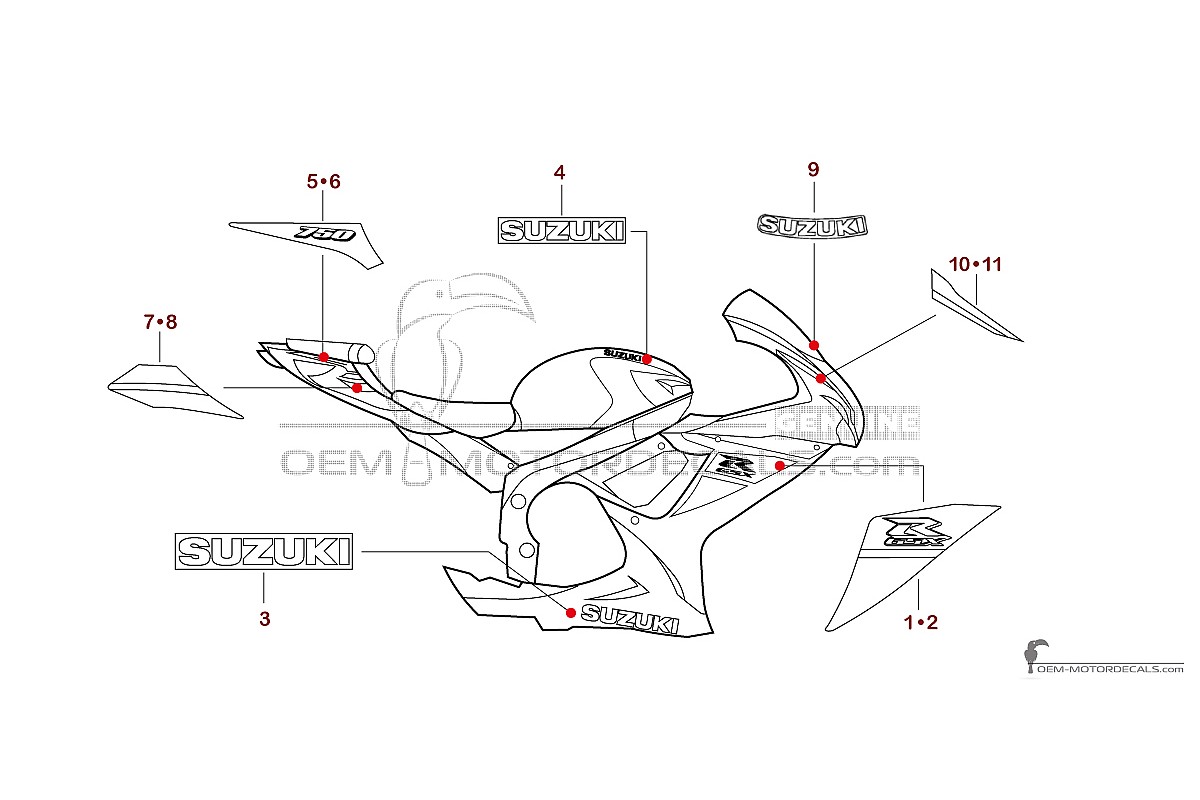 Aufkleber für Suzuki GSXR750 2025 - Blau • Suzuki OEM-Aufkleber