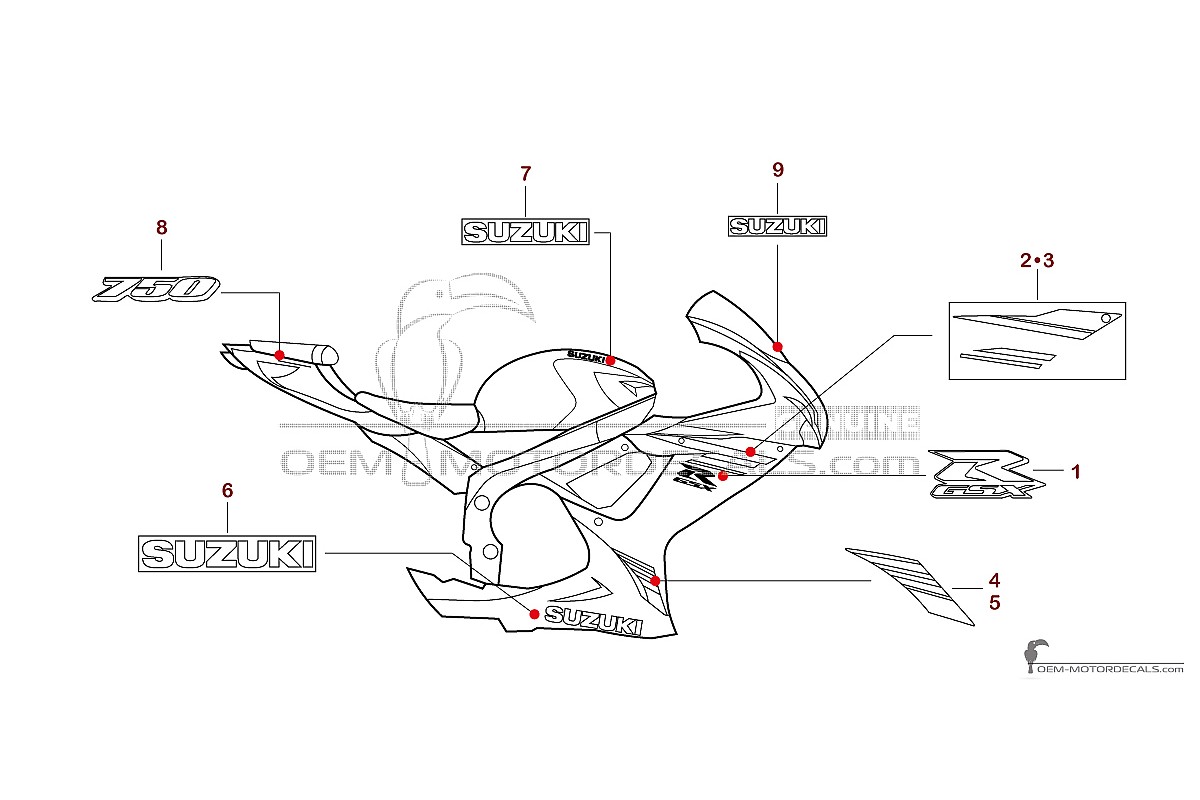 Decals for Suzuki GSXR750 2025 - Gray • Suzuki OEM Decals