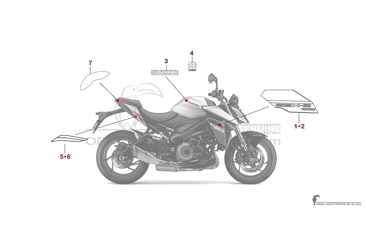 Decals for Suzuki GSXS1000 2025 - Silver • Suzuki OEM Decals