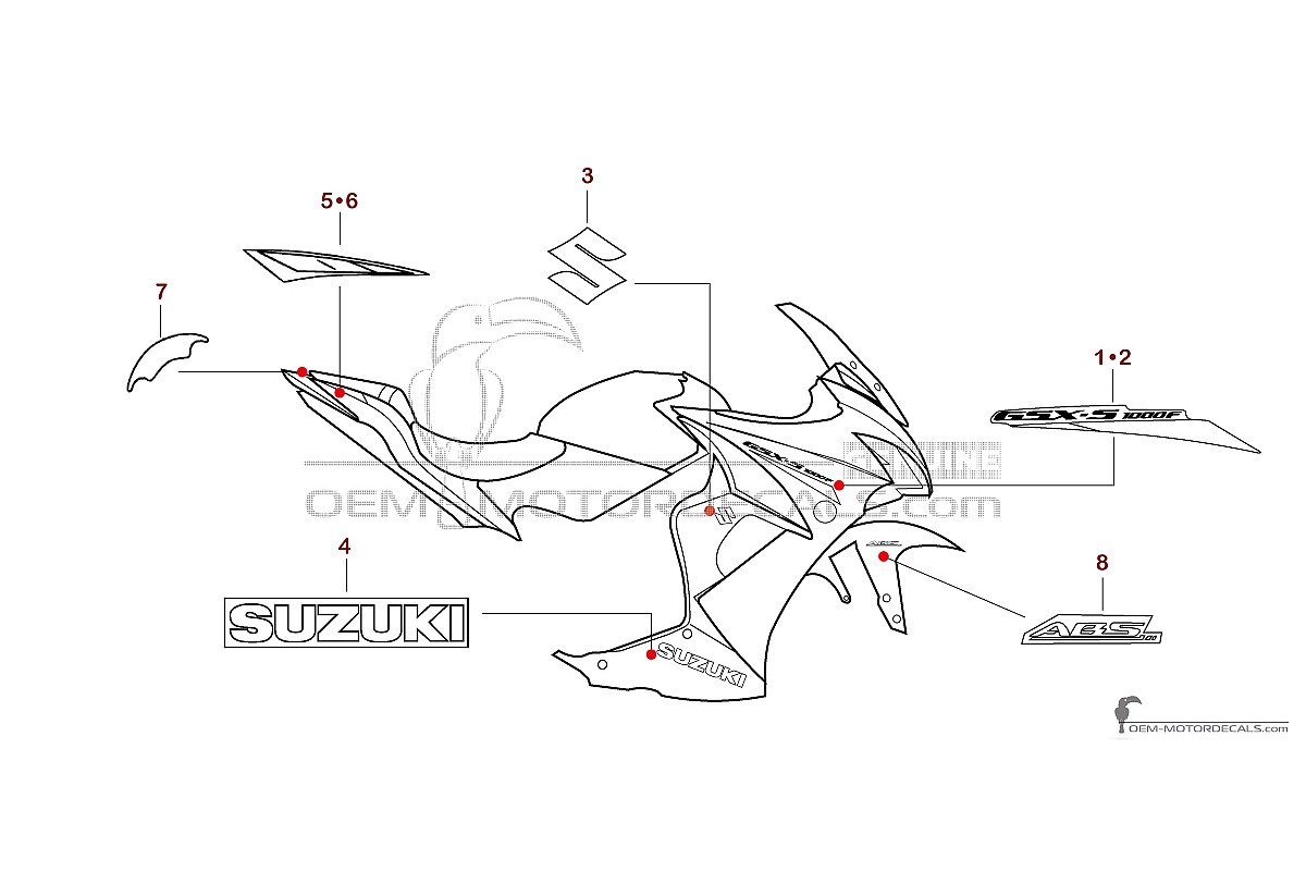 Decals for Suzuki GSXS1000F 2016 - Blue • Suzuki OEM Decals