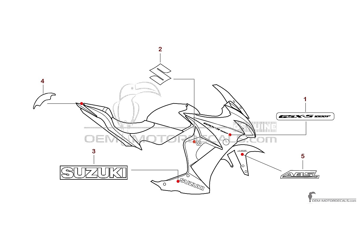 Autocollants pour Suzuki GSXS1000F 2016 - Gris • Suzuki Autocollants OEM