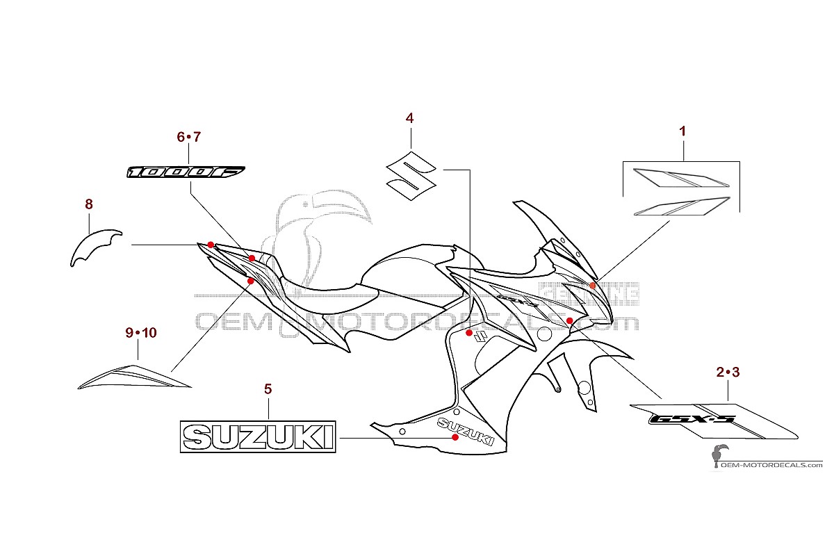 Decals for Suzuki GSXS1000F 2020 - White • Suzuki OEM Decals