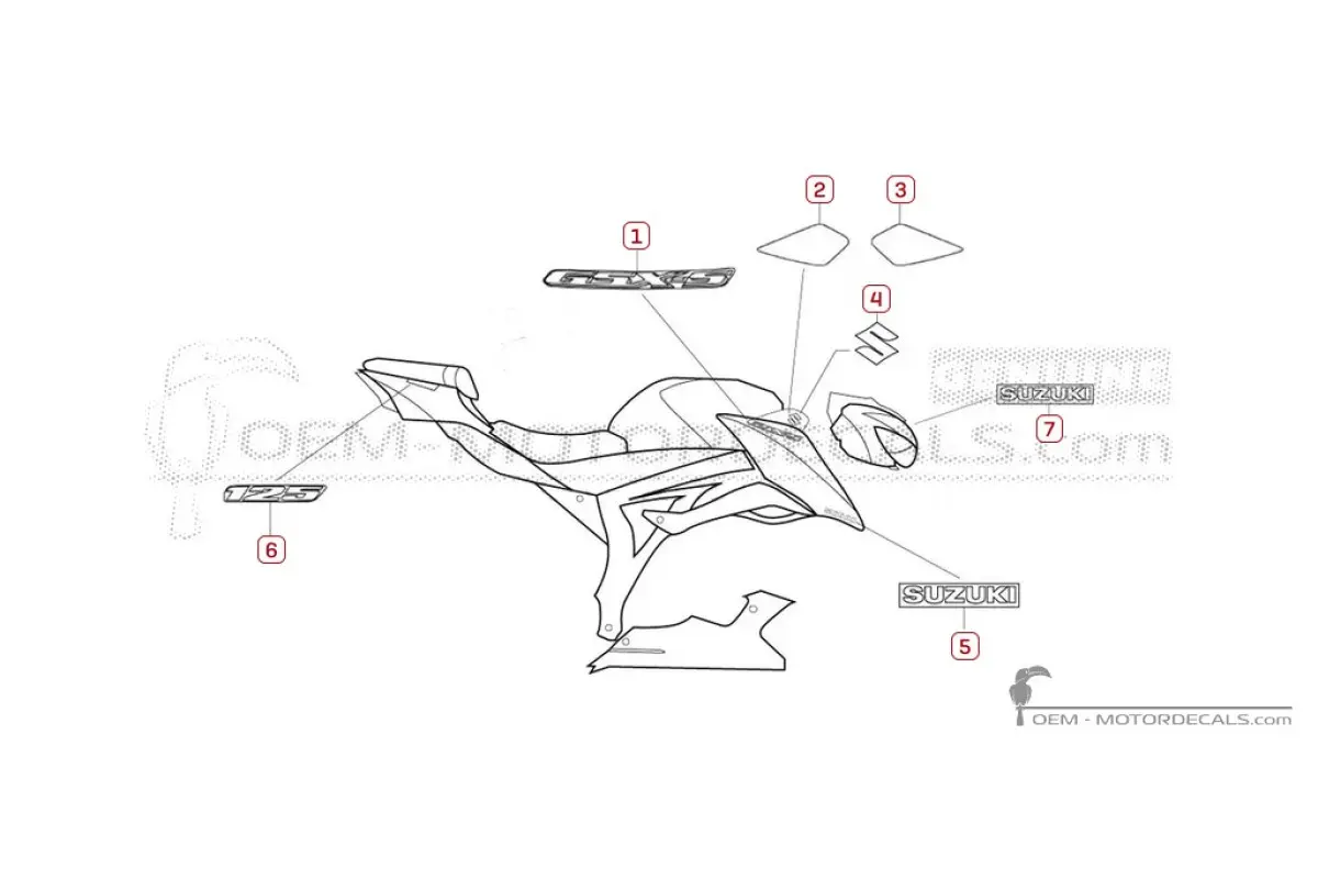 Autocollants pour Suzuki GSXS125 2018 - Noir • Suzuki Autocollants OEM