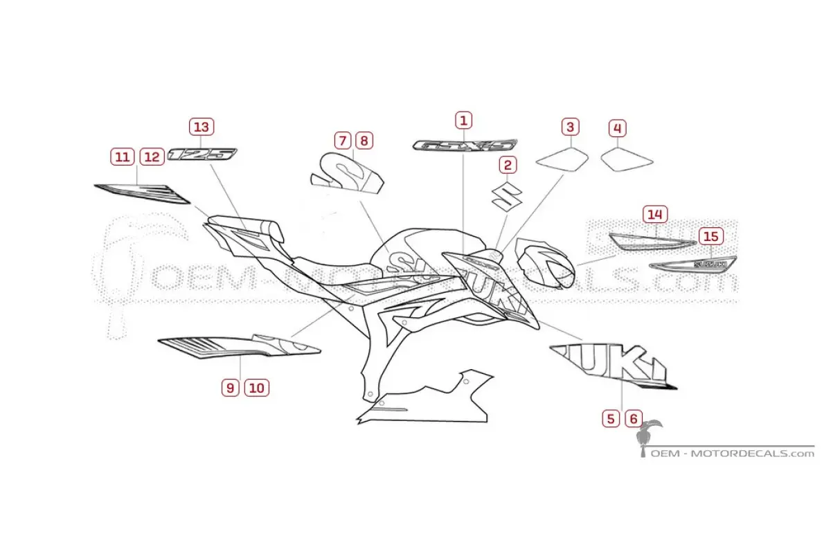 Autocollants pour Suzuki GSXS125 2018 - Bleu • Suzuki Autocollants OEM