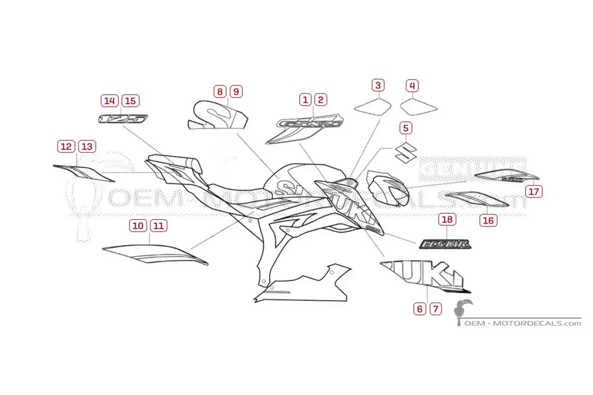 Autocollants pour Suzuki GSXS125 2019 - Bleu • Suzuki Autocollants OEM