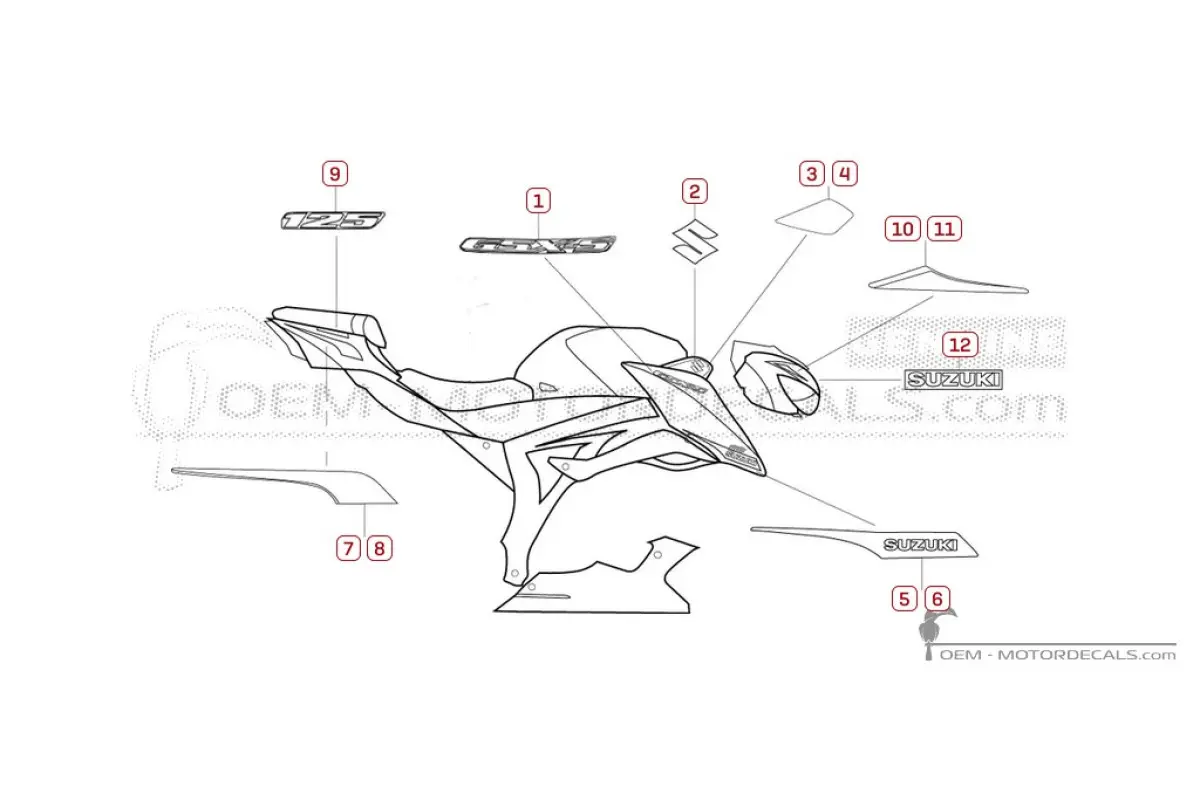 Autocollants pour Suzuki GSXS125 2020 - Gris • Suzuki Autocollants OEM