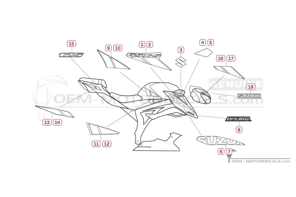 Autocollants pour Suzuki GSXS125 2020 - Bleu • Suzuki Autocollants OEM