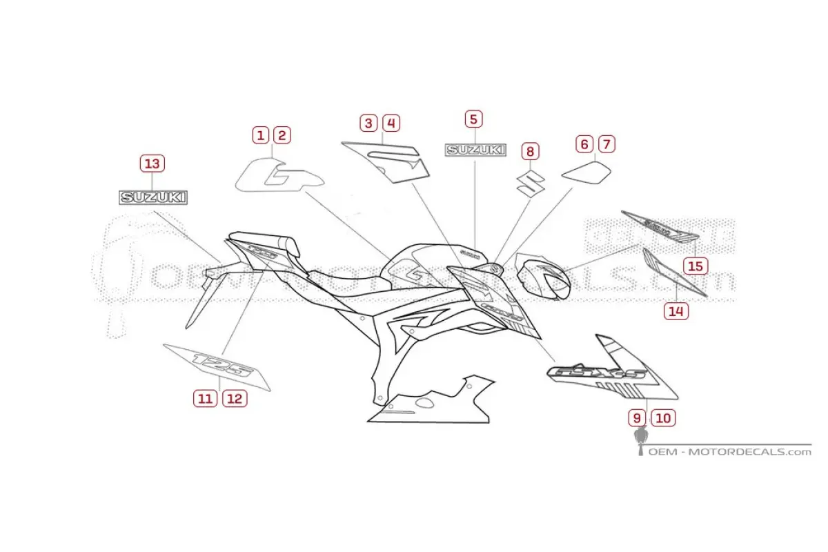 Autocollants pour Suzuki GSXS125 2021 - Jaune • Suzuki Autocollants OEM