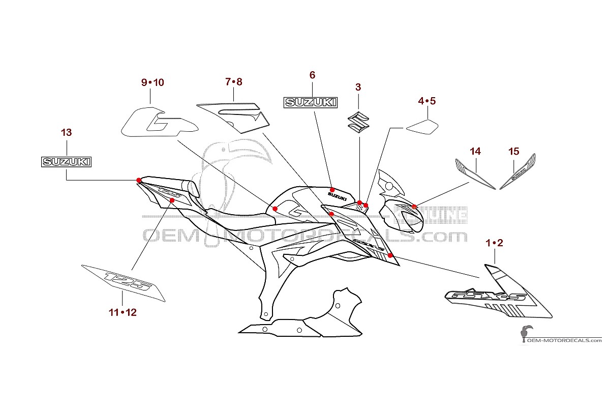Naklejki do Suzuki GSXS125 2023 - Biały • Suzuki Naklejki OEM