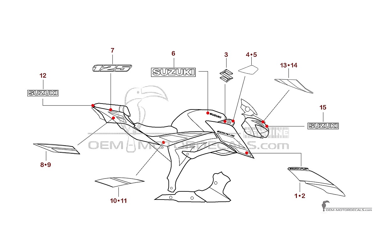 Decals for Suzuki GSXS125 2025 - White • Suzuki OEM Decals