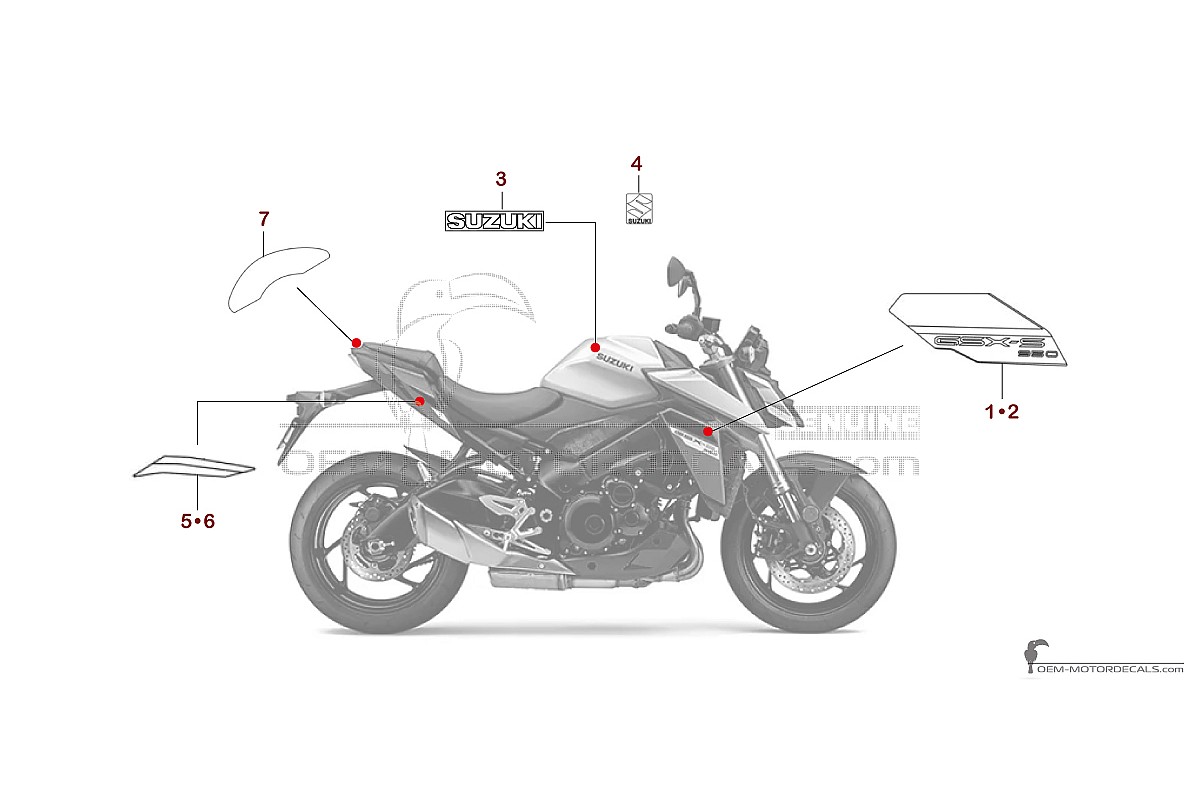 Naklejki do Suzuki GSXS950 2025 - Srebrny • Suzuki Naklejki OEM
