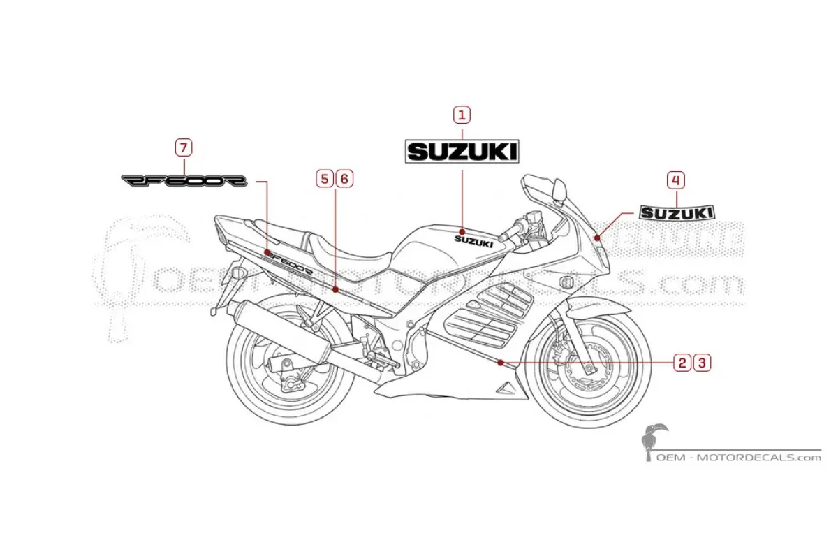 Adesivi per Suzuki RF600R 1993 • Suzuki Adesivi OEM