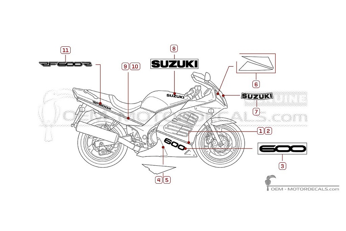 Naklejki do Suzuki RF600R 1996 • Suzuki Naklejki OEM