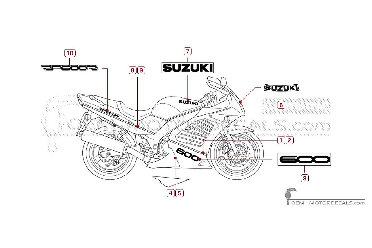 Adesivi per Suzuki RF600R 1997 • Suzuki Adesivi OEM