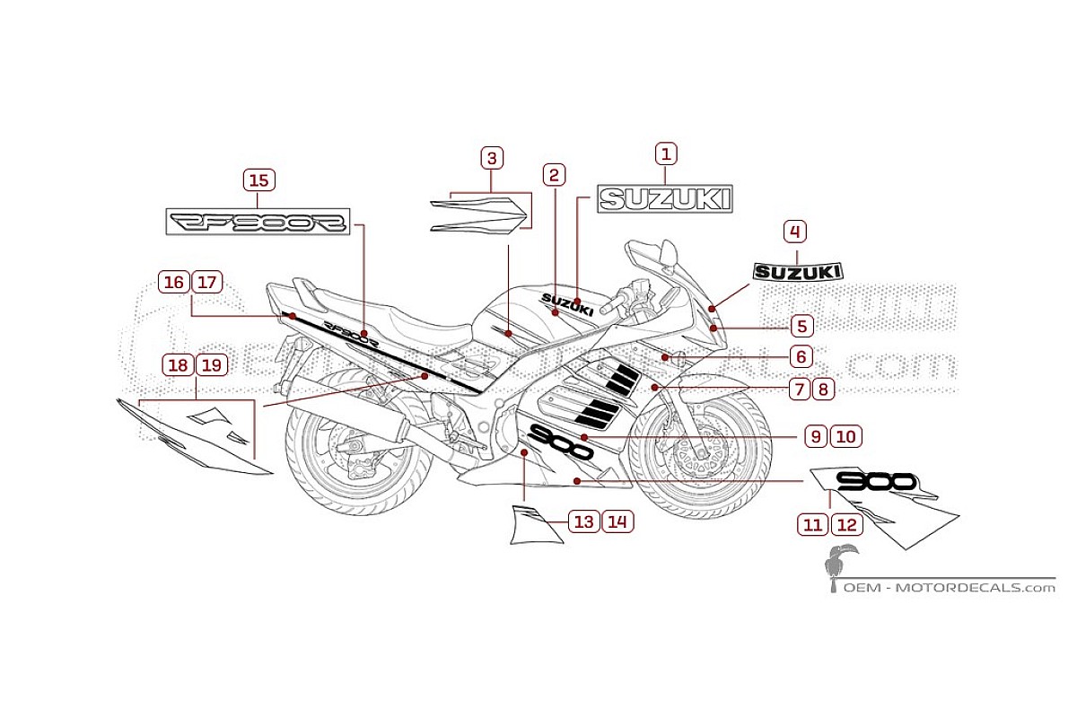 Adesivi per Suzuki RF900R 1994 • Suzuki Adesivi OEM