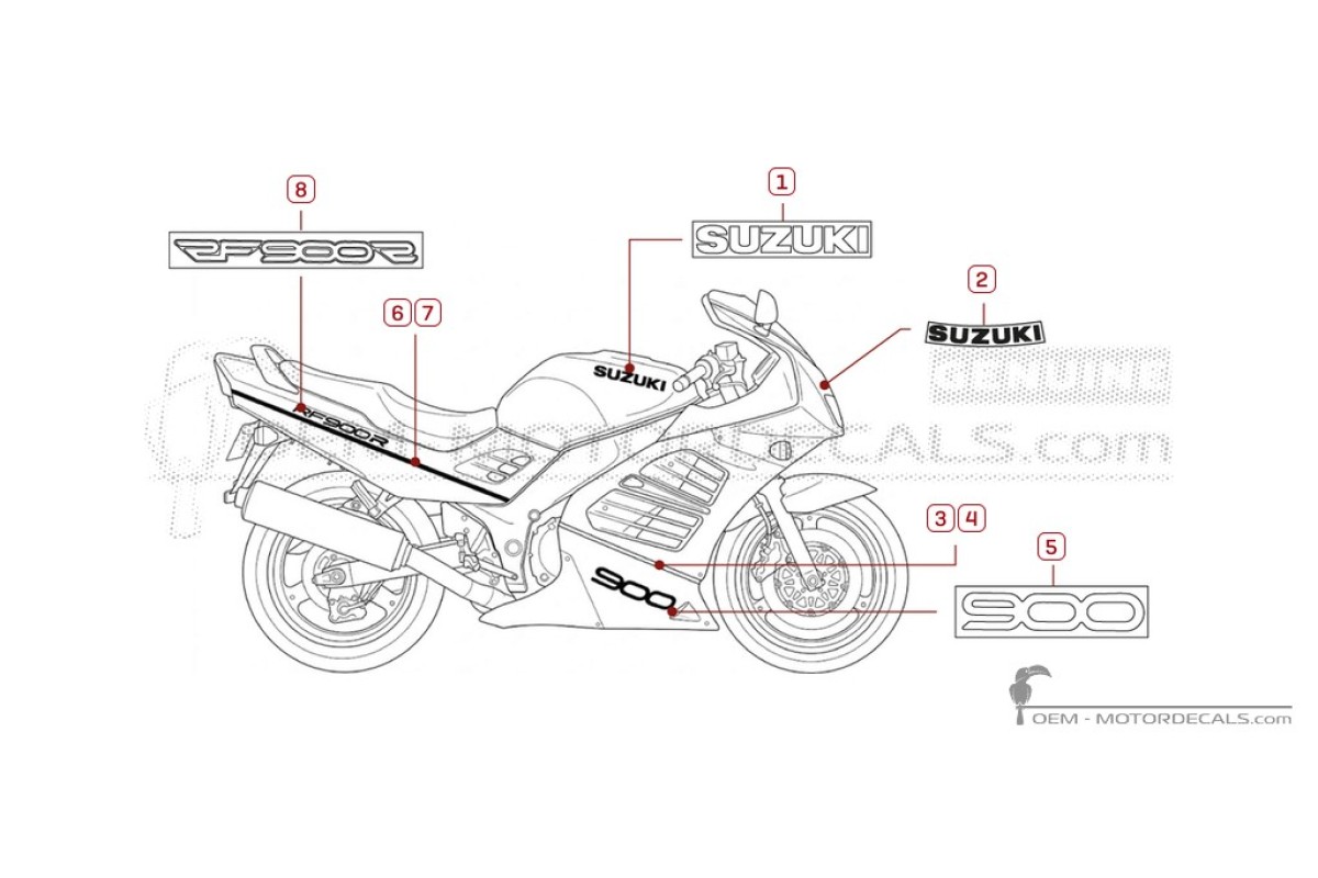 Aufkleber für Suzuki RF900R 1994 • Suzuki OEM-Aufkleber