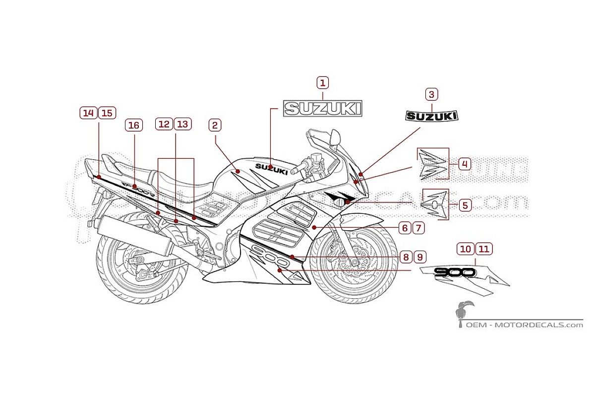 Adesivi per Suzuki RF900R 1996 • Suzuki Adesivi OEM