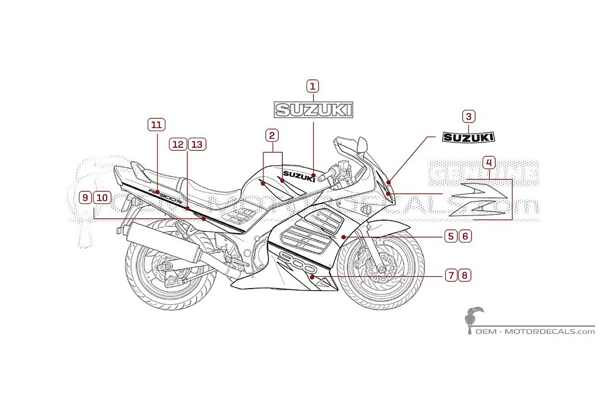 Autocollants pour Suzuki RF900R 1998 • Suzuki Autocollants OEM