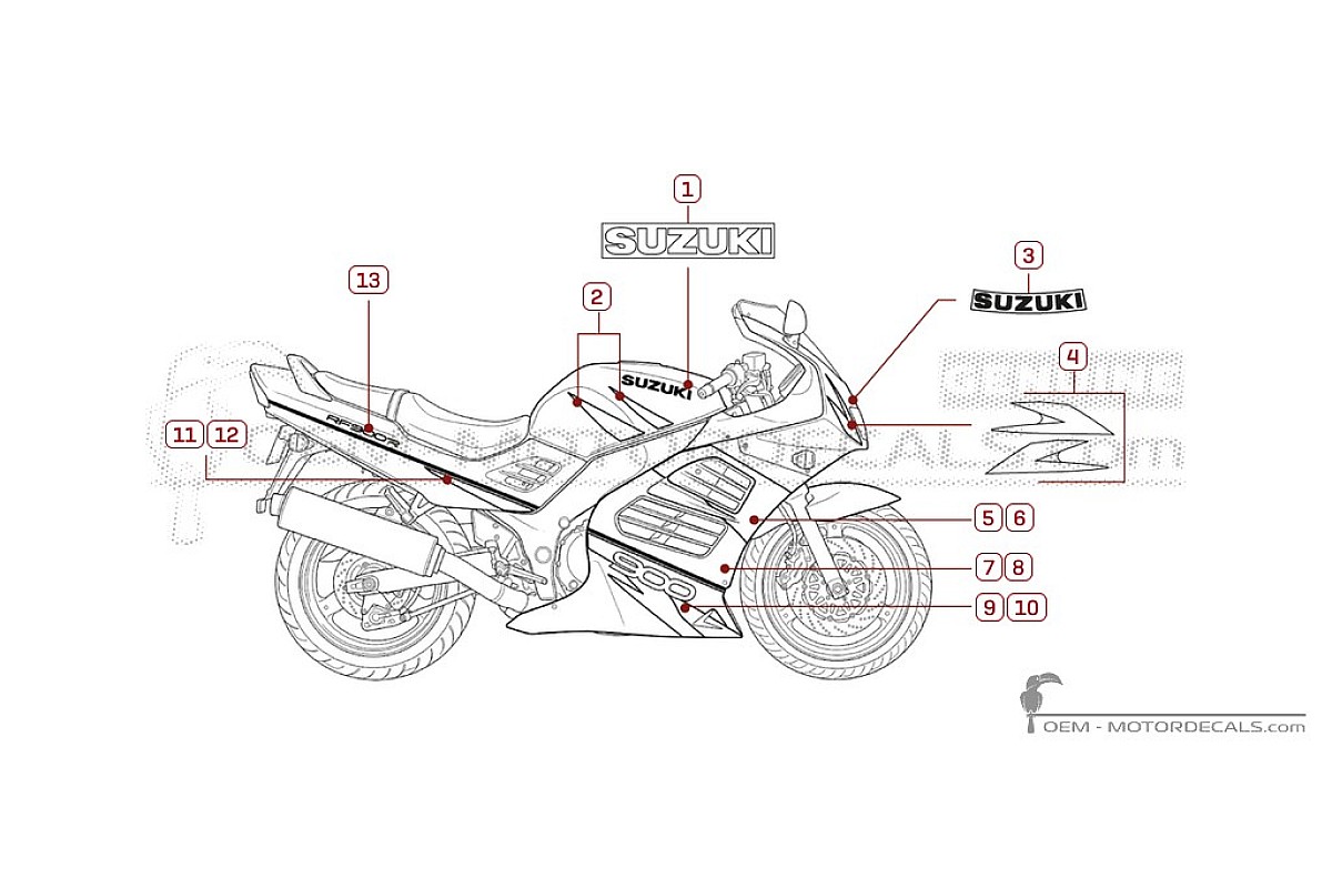 Aufkleber für Suzuki RF900R 1998 • Suzuki OEM-Aufkleber