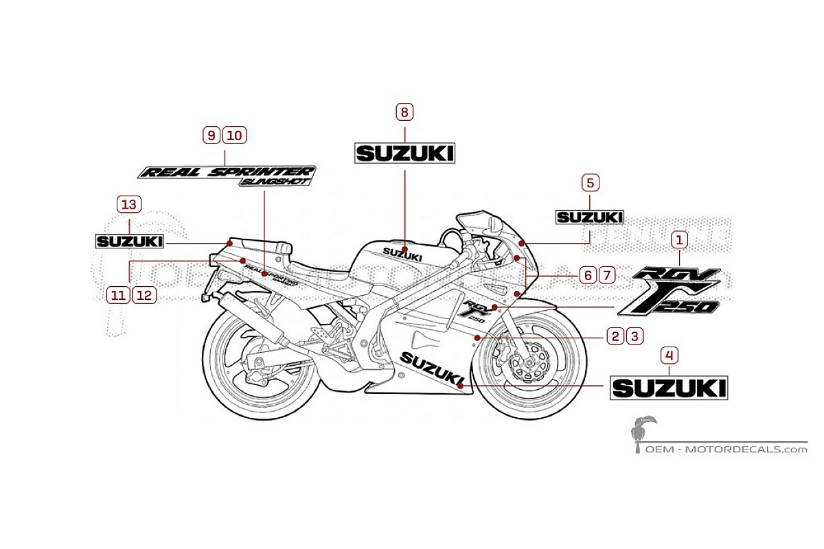 Decals for Suzuki RGV250 1989 • Suzuki OEM Decals