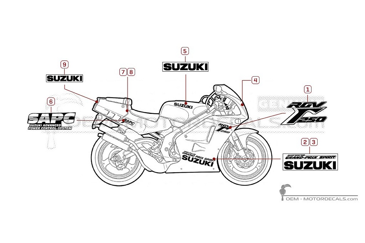 Pegatinas para Suzuki RGV250 1991 • Suzuki Pegatinas OEM