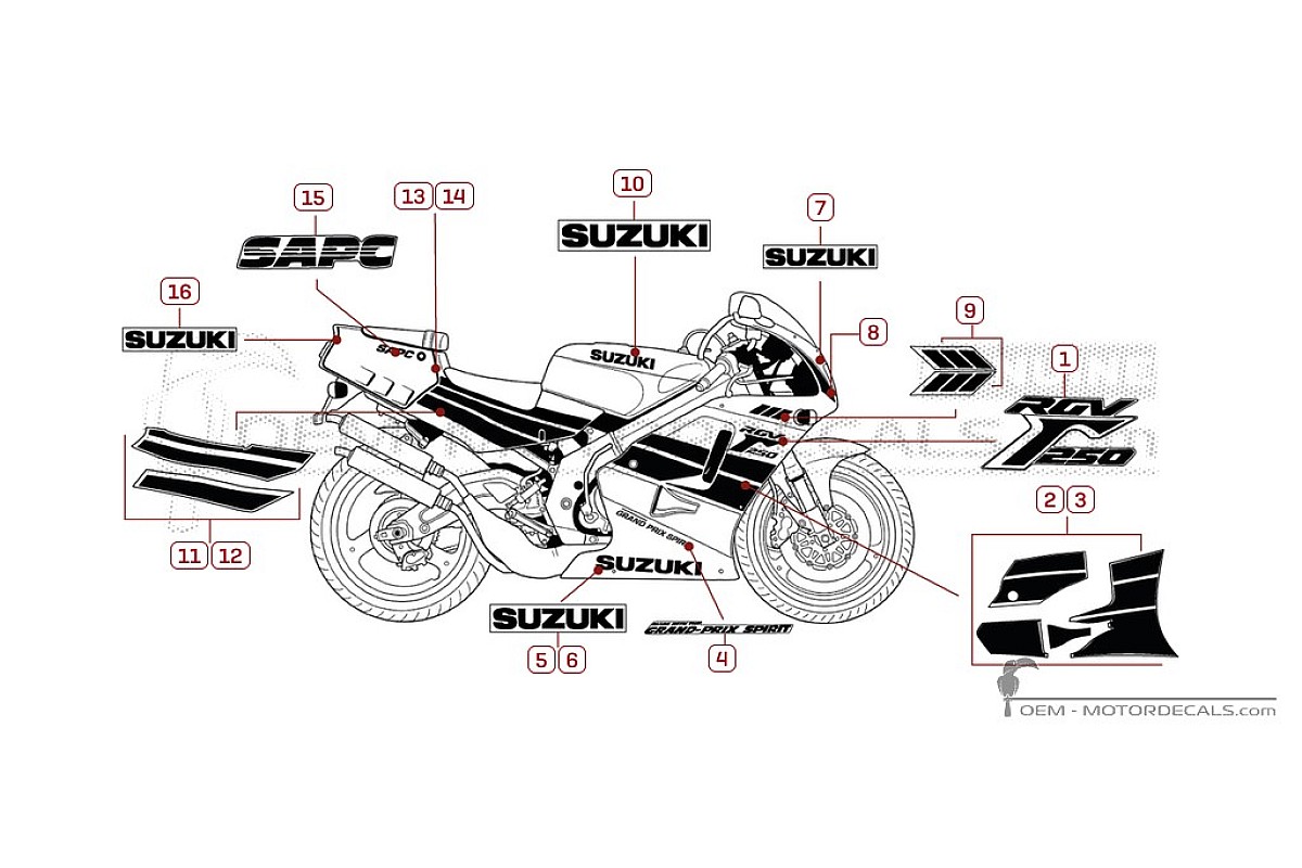 Naklejki do Suzuki RGV250 1991 • Suzuki Naklejki OEM